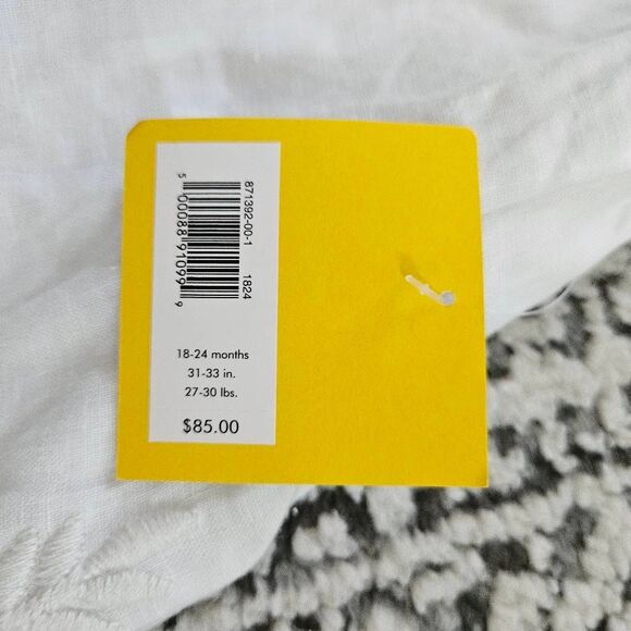 Banana Republic Baby White Linen Embroidered Overall Jumpsuit Size 18-24 Months - Picture 2 of 5